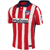 20/21 Atletico Madrid Home Red & White Stripes Man Soccer Jersey