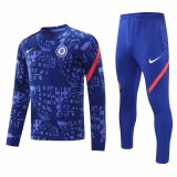 2020-21 Chelsea Blue Texture Men Soccer Training Suit