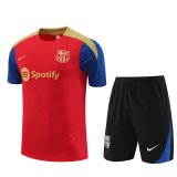 24/25 Barcelona Red Soccer Training Suit Jersey + Short Mens