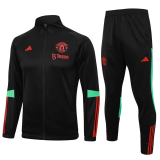 23/24 Manchester United Black Soccer Training Suit Jacket + Pants Mens