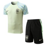 2022 Brazil Lemon Green Soccer Jersey + Shorts Mens