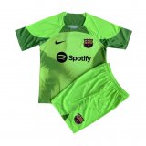 22/23 Barcelona Goalkeeper Green Soccer Kit Jersey + Short Kids