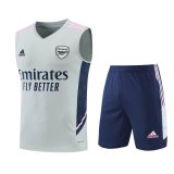 22/23 Arsenal Light Grey Soccer Singlet + Shorts Mens