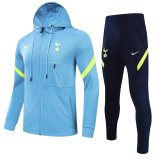 21/22 Tottenham Hotspur Hoodie Blue Soccer Training Suit Jacket + Pants Mens