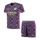 23/24 Manchester City Goalkeeper Purple Soccer Jersey + Shorts Kids