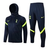 21/22 Tottenham Hotspur Hoodie Navy Soccer Training Suit Jacket + Pants Mens
