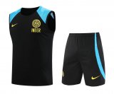 23/24 Inter Milan Black Soccer Training Suit Singlet + Short Mens