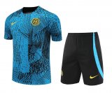 23/24 Inter Milan Blue Soccer Training Suit Jersey + Short Mens