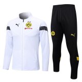 22/23 Borussia Dortmund White Soccer Training Suit Jacket + Pants Mens