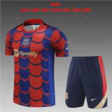 24/25 Barcelona Red - Blue Soccer Training Suit Jersey + Short Kids