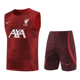 23/24 Liverpool Burgundy Soccer Training Suit Singlet + Short Mens