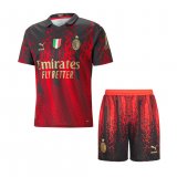23/24 AC Milan Fourth Soccer Jersey + Shorts Kids