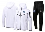 22/23 PSG Hoodie White Soccer Training Suit Jacket + Pants Mens
