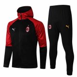 20/21 AC Milan Hoodie Black Soccer Training Suit (Jacket + Pants) Man