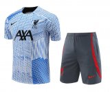 23/24 Liverpool Blue Soccer Training Suit Jersey + Short Mens