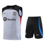 23/24 Barcelona Light Grey Soccer Training Suit Singlet + Short Mens