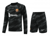 (Long Sleeve) 23/24 Barcelona Goalkeeper Black Soccer Jersey + Shorts Mens