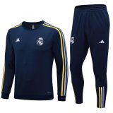 23/24 Real Madrid Crew Neck Salvia Blue Soccer Training Suit Mens