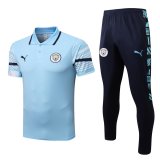 22/23 Manchester City Light Blue Soccer Training Suit Polo + Pants Mens