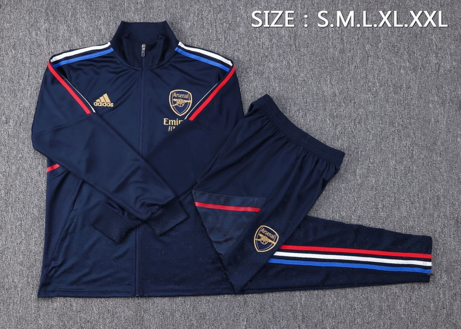 23/24 Arsenal Navy Soccer Training Suit Jacket + Pants Mens