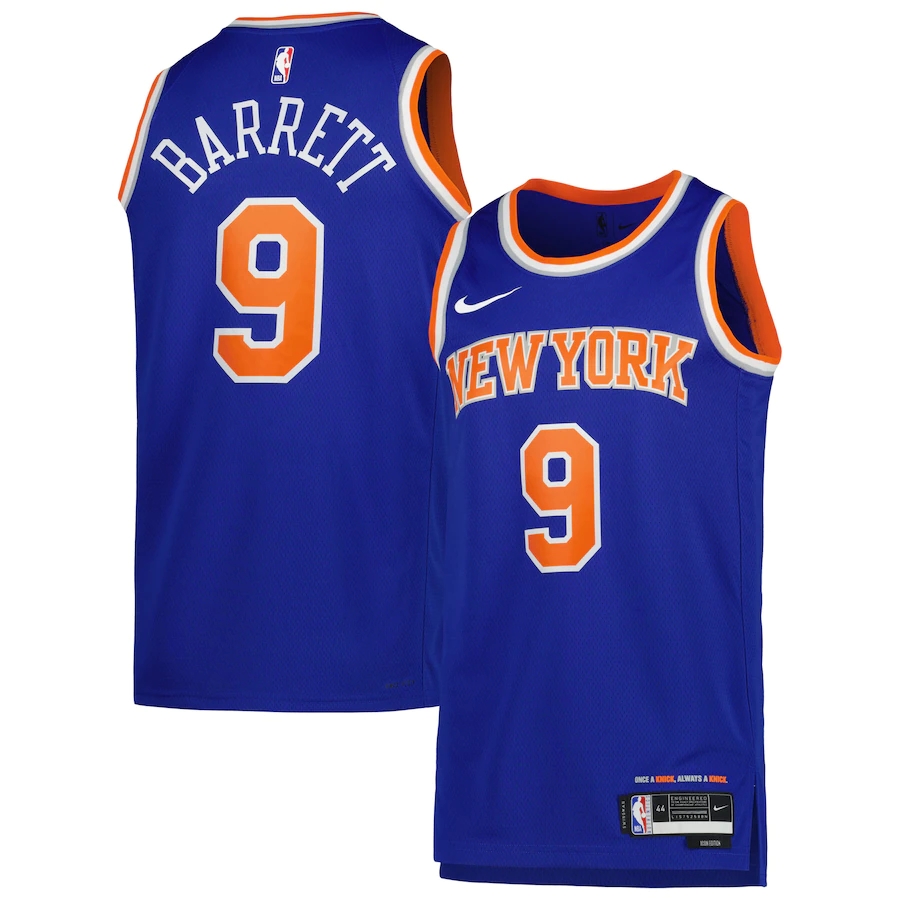 (RJ Barrett #9) 22/23 New York Knicks Blue Swingman Jersey - Icon Mens